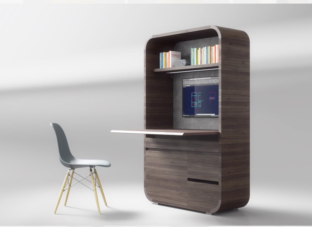 Kapsul with mounted monitor in brown/gray