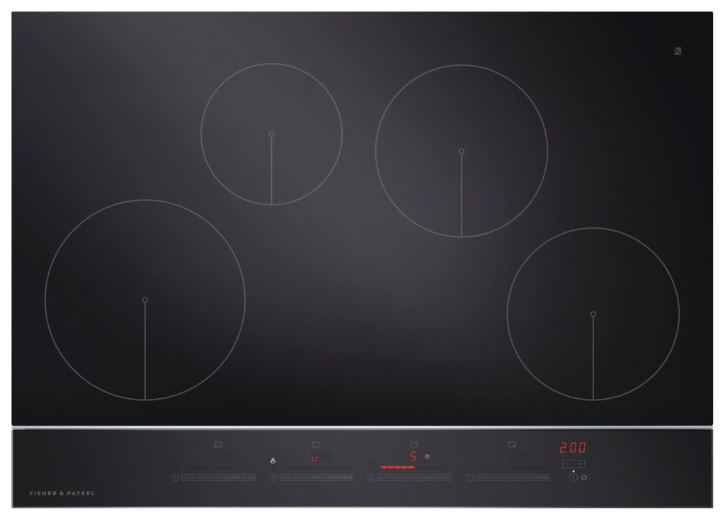 four burners on cooktop, view from above