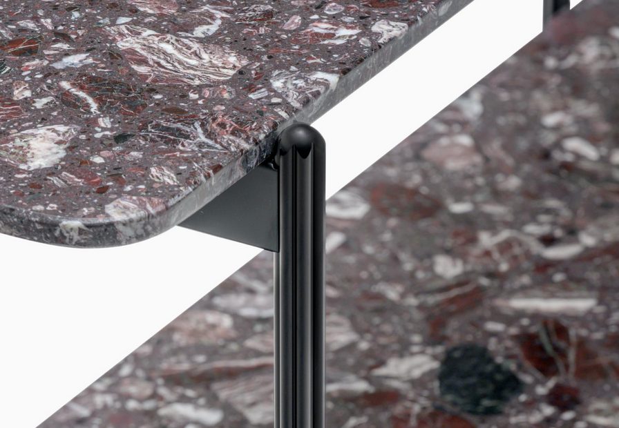 Blume system detail with black leg and marble top