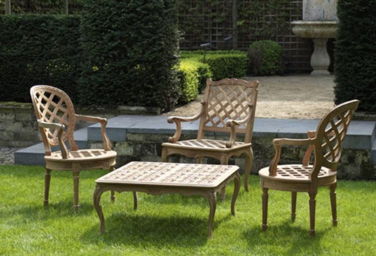 Art Deco garden set with a square table and three chairs