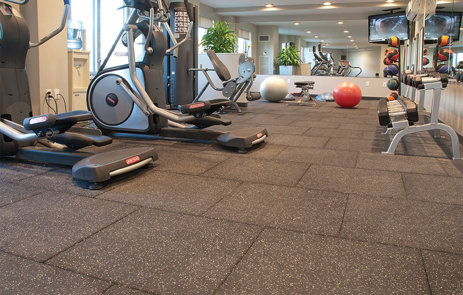 resilient rubber tile from the Play collection in exercise facility