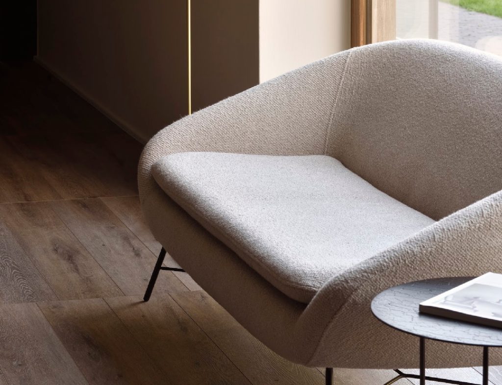 Barrow for Two in off white side view on wood floor
