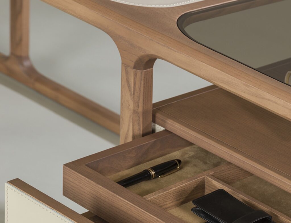 Isabel desk detail of hidden drawer