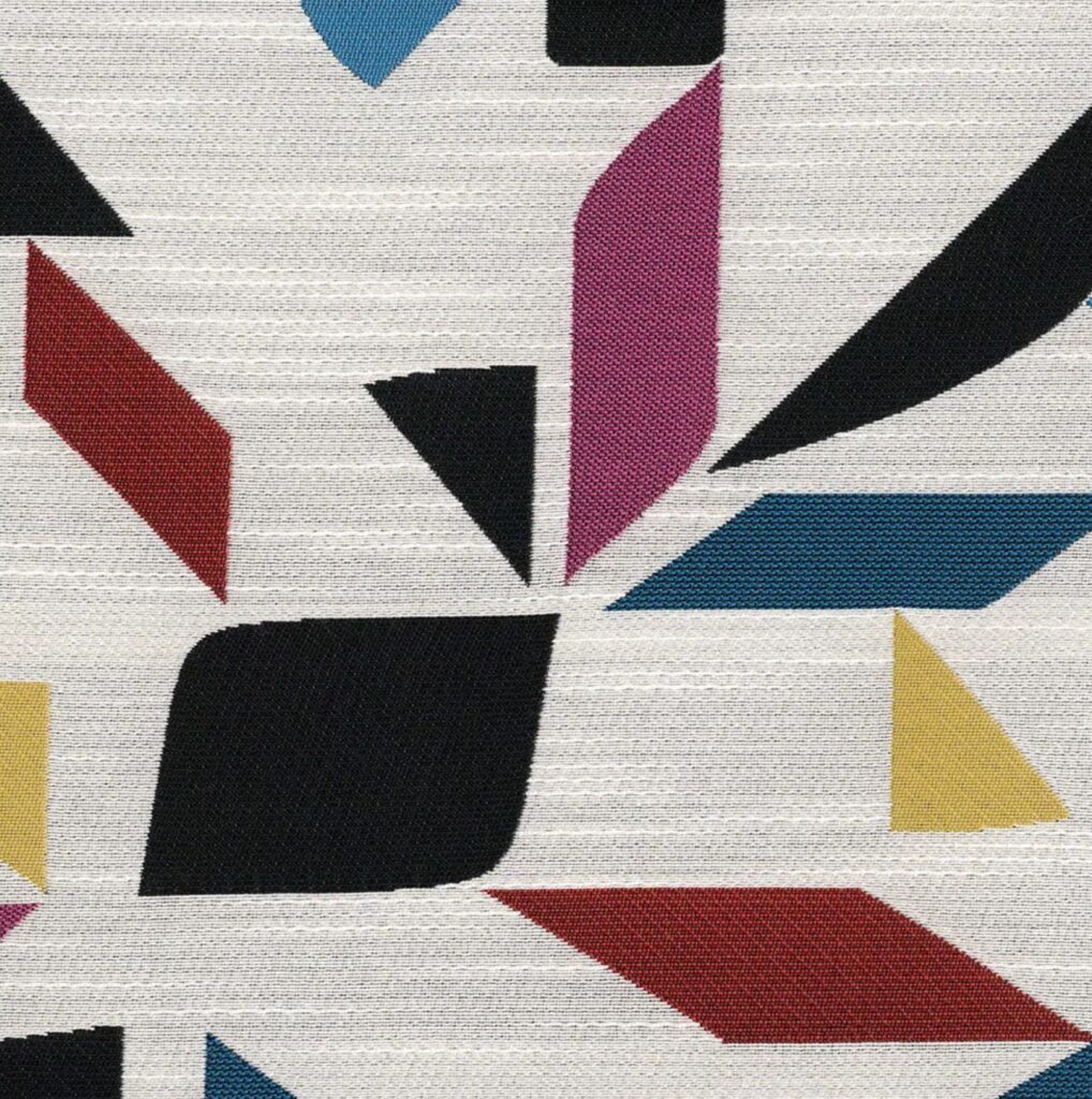 Paradiso, Miró with white background and colorful geometric shapes