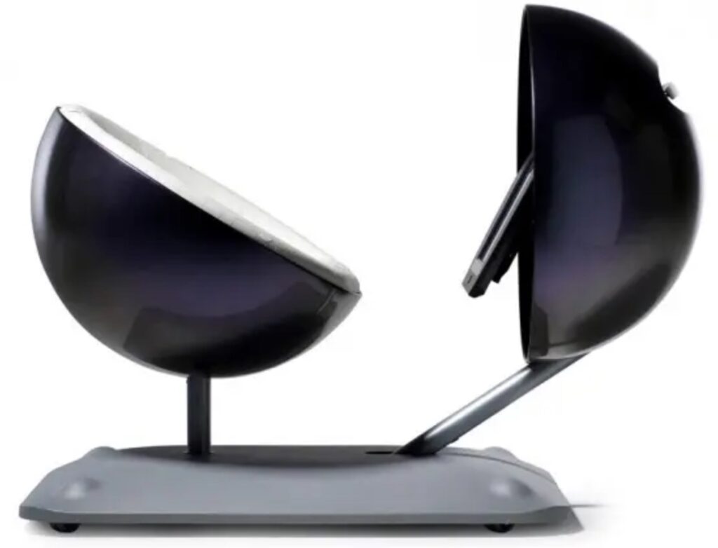 mobile office pod in open position, black finish