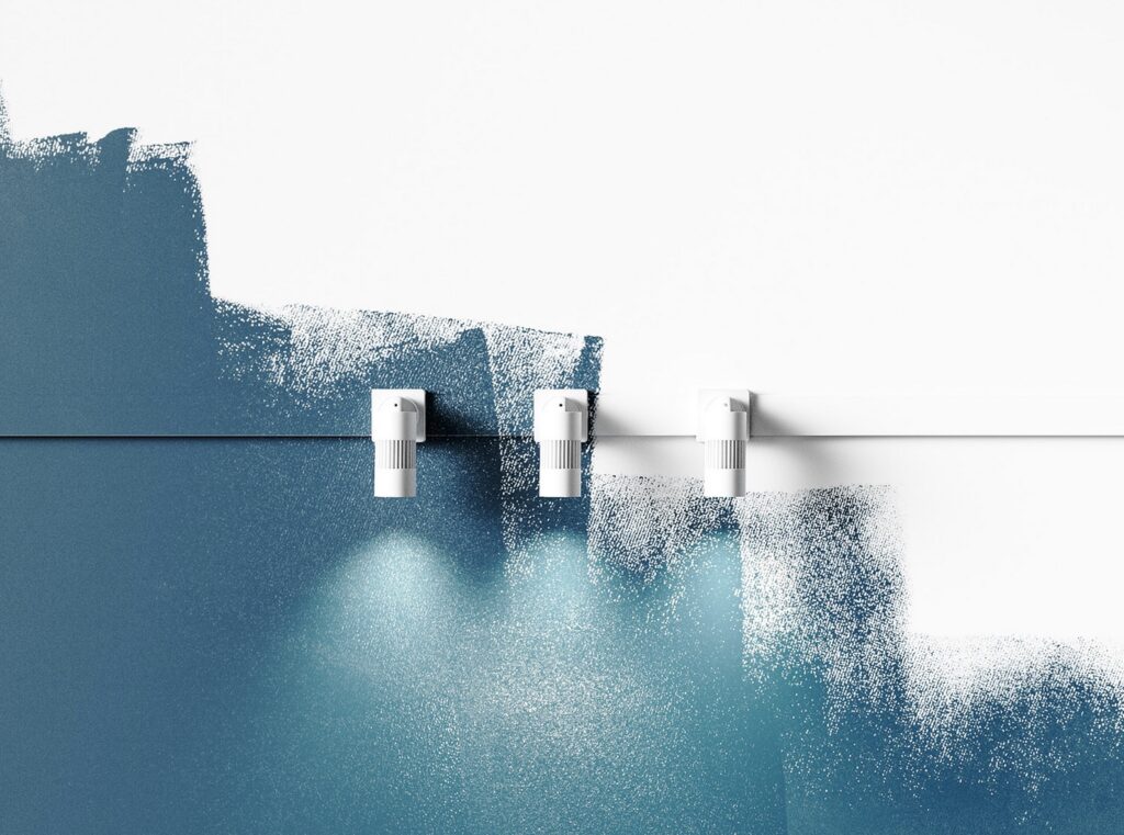 Light nodes being painted from blue to white