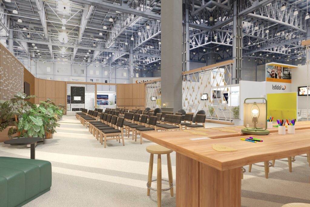DesignWell Pavilion with registration table and auditorium space with chairs