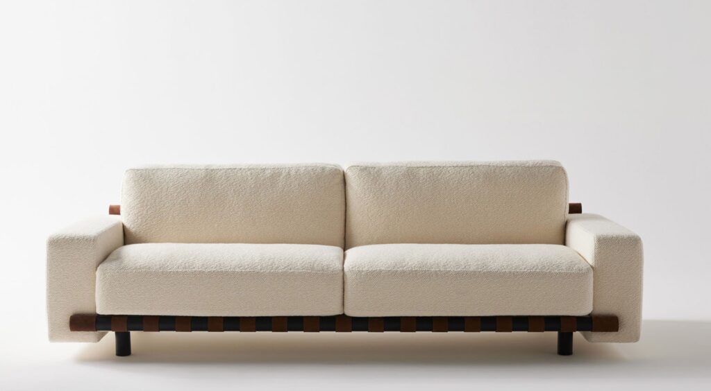 Landó sofa in white, front view