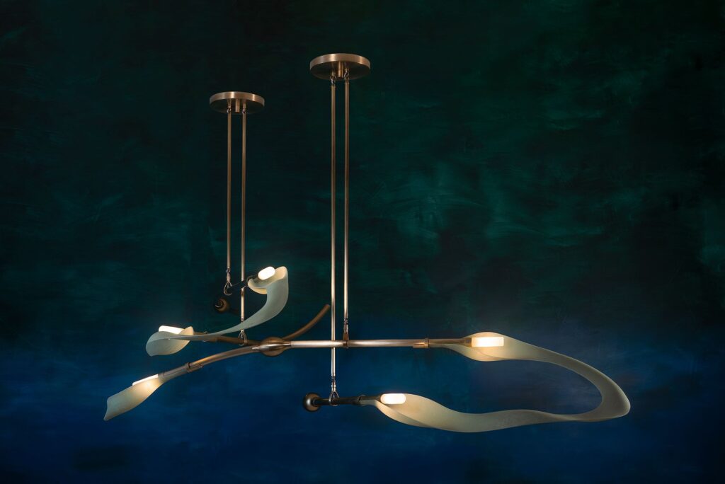 ethereal lighting fixture with curvy ocean shape