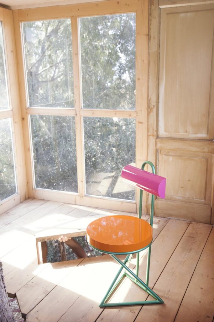 Cyber in sunny room with rough wood floors