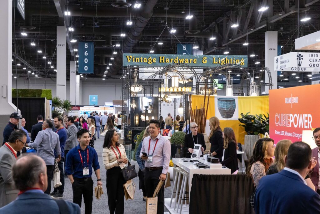 HD Expo show floor with many people and booth from Vintage Hardware and Lighting