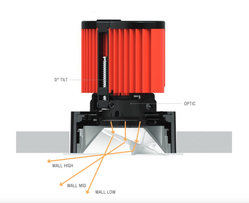 Acrobat Wall Wash fixture demonstrating adjustment capabilities