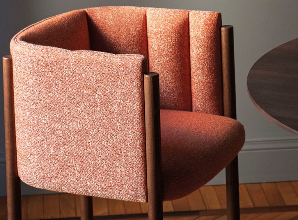 Orange armchair side view