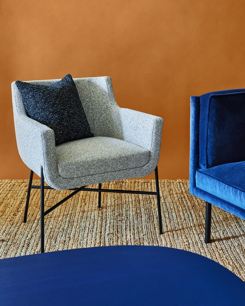 Gather on chair with a chenile type look in off-white