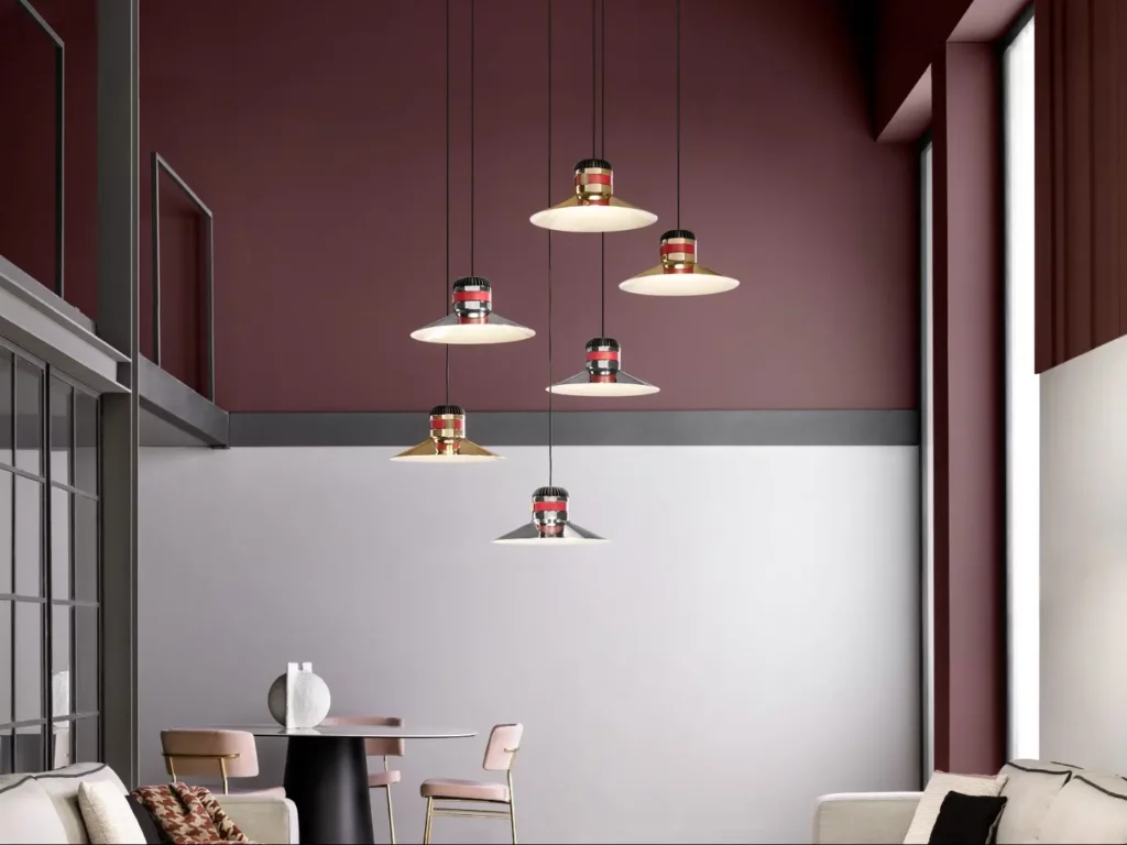 living room with Cordea Dimore suspension lamp