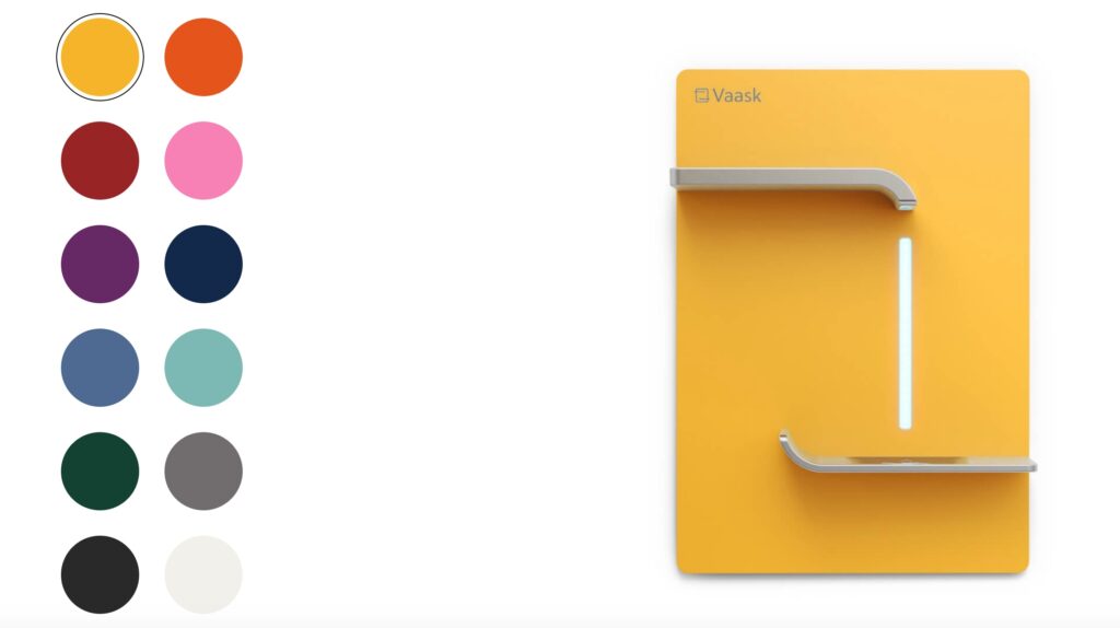 Vaask example of color palette with a unit in yellow