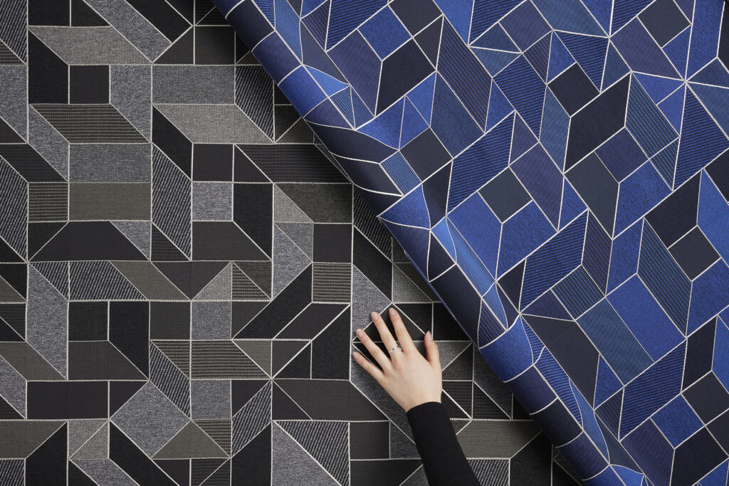 Trouvaille textile in blue and grey fro the Drop 20 collection