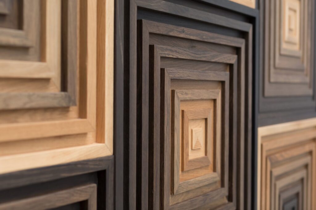 Bog oak intricate design of concentric squares