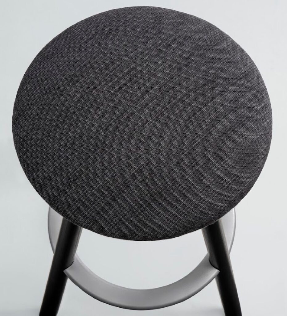 Trine overhead view, stool in dark gray fabric