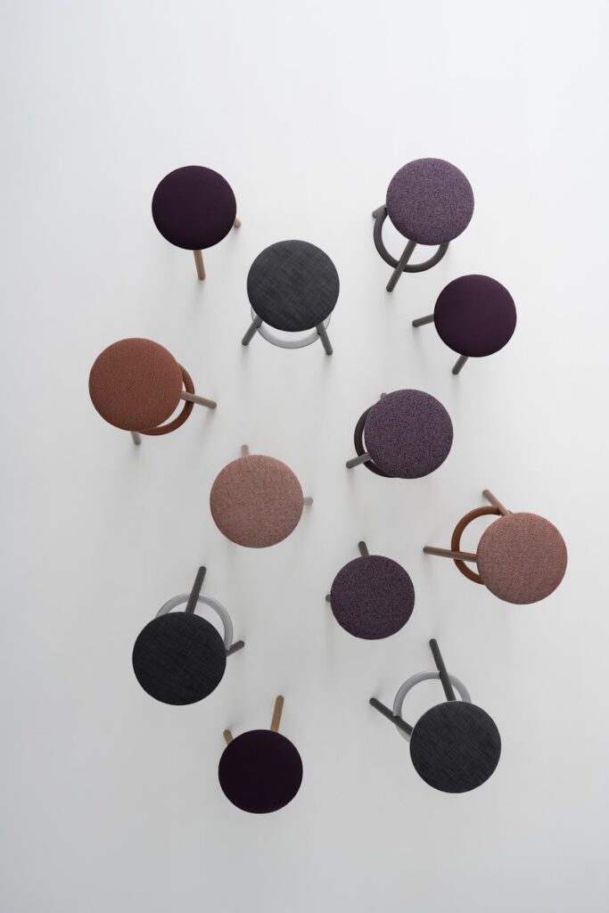 Overhead view of Trine collection, many colors