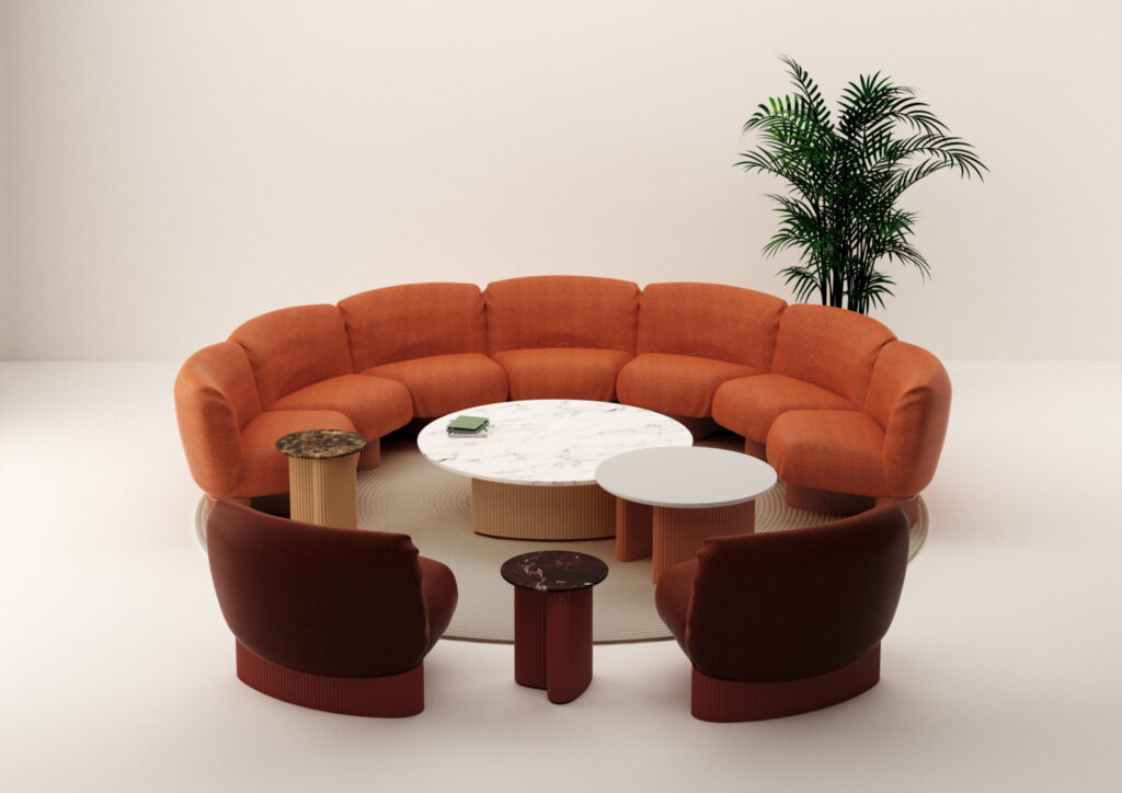 Bolete Lounge Bio in orange and red forming a circle