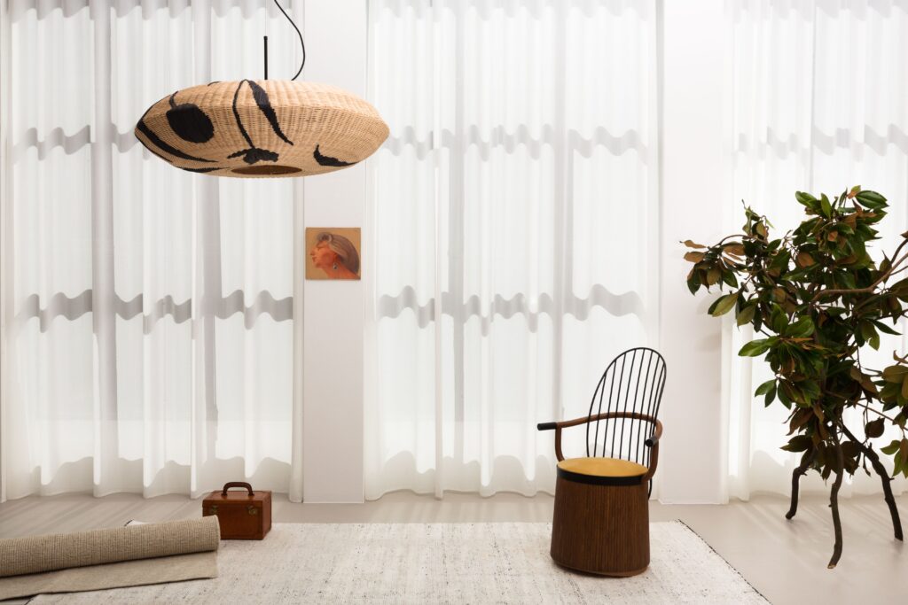 Pendant lamp in light-filled living room