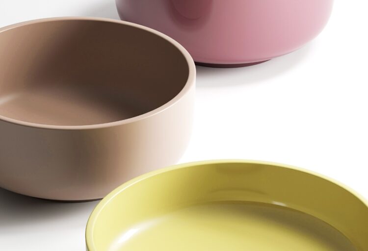 Drop washbasin in yellow, clay, and Rose