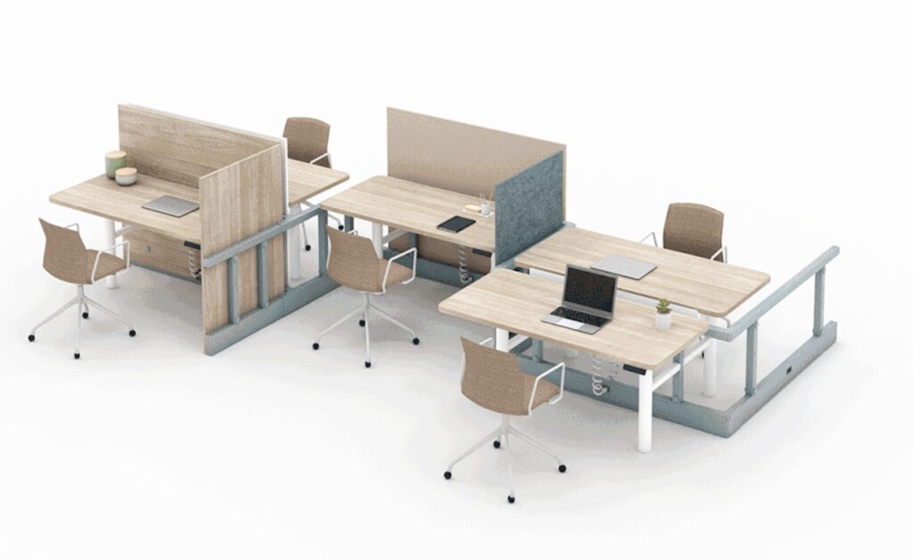 Beam with panels and desks