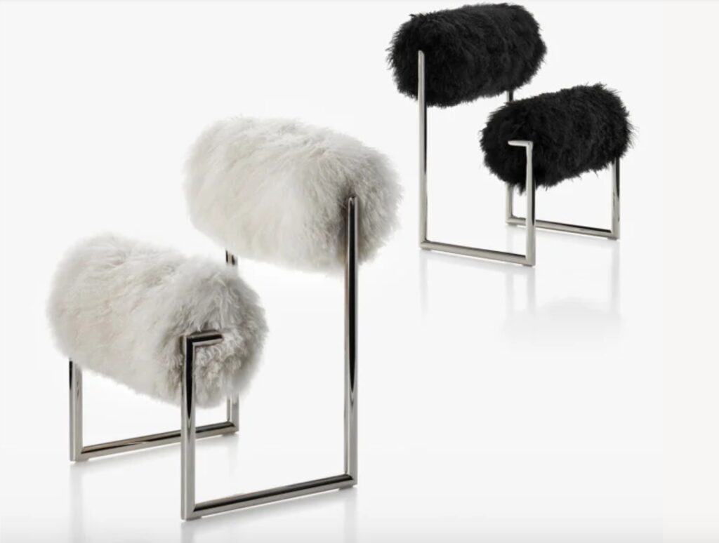 futuristic roller chairs in white and black