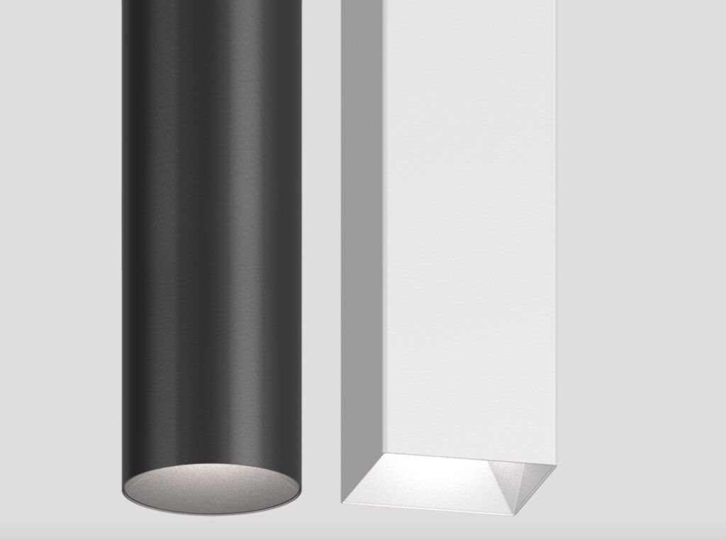 CSL lighting two lights in black with round profile and white with square profile
