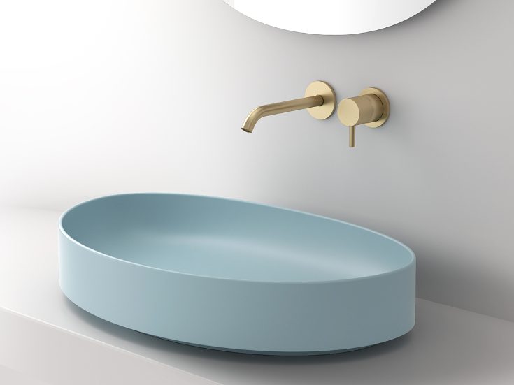 Fonte oval shape in robin's egg blue
