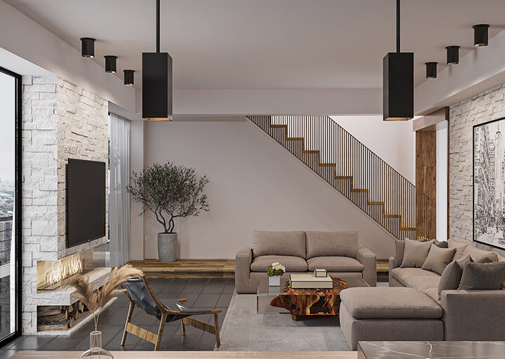 CSL cylinder lights in black, high-end residence