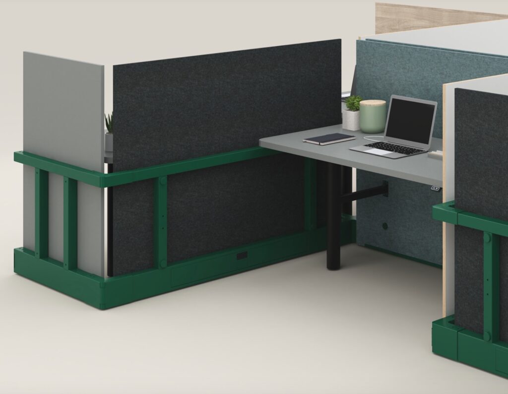View of green powder-coated Gradient Beam