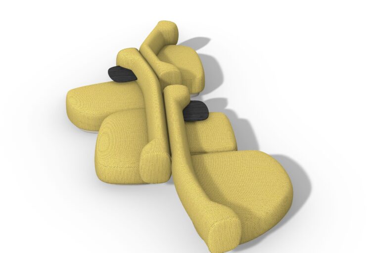 Overhead view of Dorothea sofa in mustard