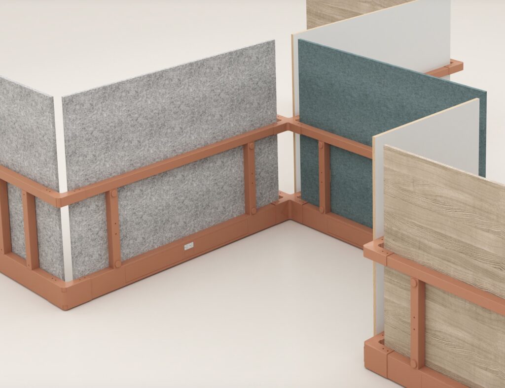 Gradient Beam in rust/clay color with different colors of privacy screens
