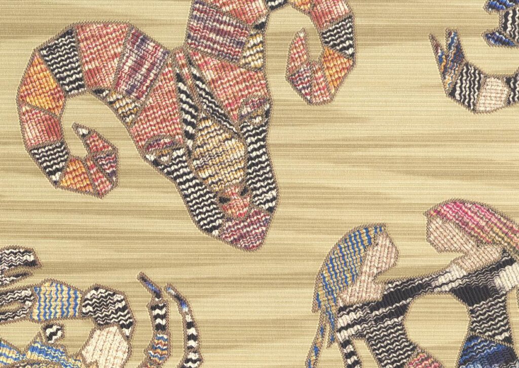 Constellations with Taurus on taupe/mustard background