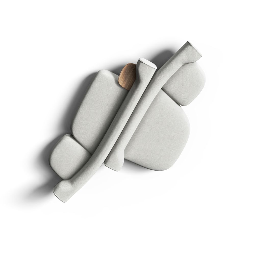 Overhead view of modular sofa in light gray