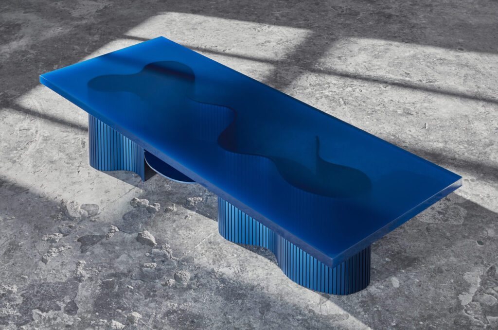 Spine Table Blue view from above