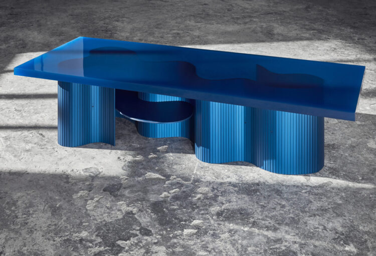 Spine Table Blue side view