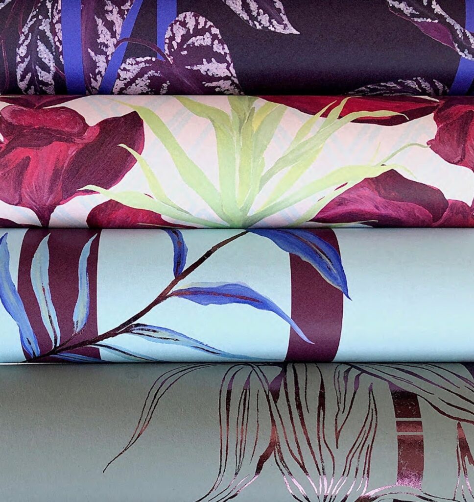 floral motif wallpaper close-up