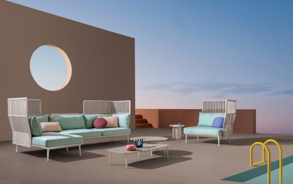 Reva Cocoon chaise lounge rendering poolside