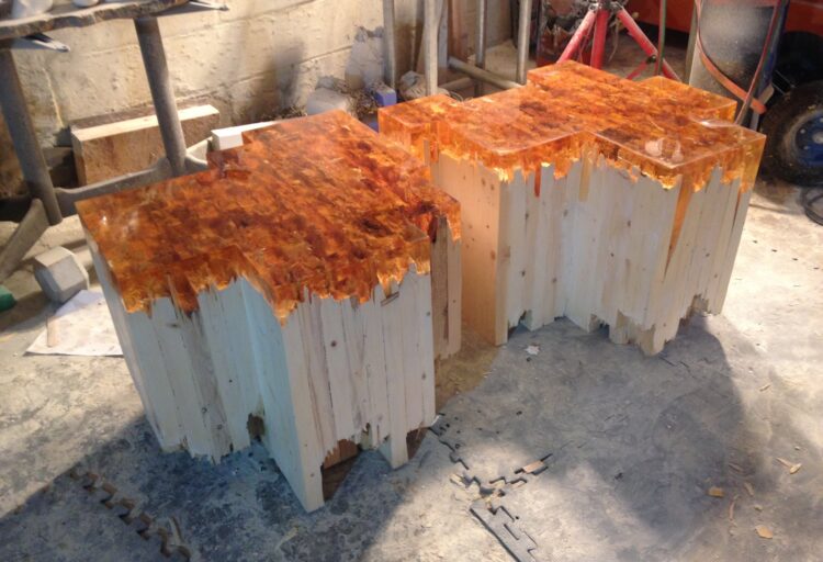 Broken Wood finished piece in studio