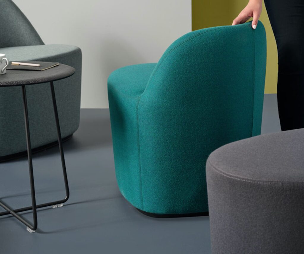 Beach Stones  teal colored chair with retractable rolling casters
