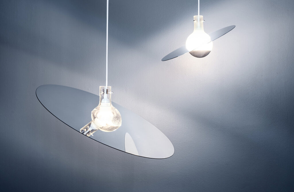 Two split lamps one behind the other