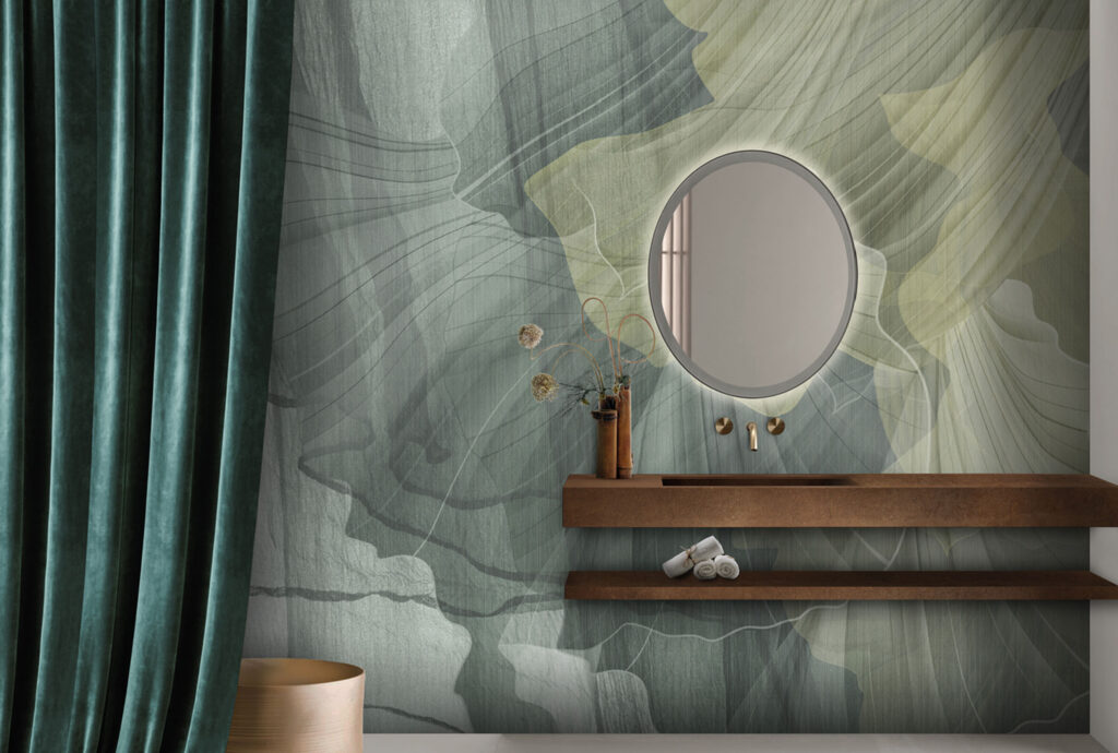 Fluttering flower shape in pastel greens and yellow