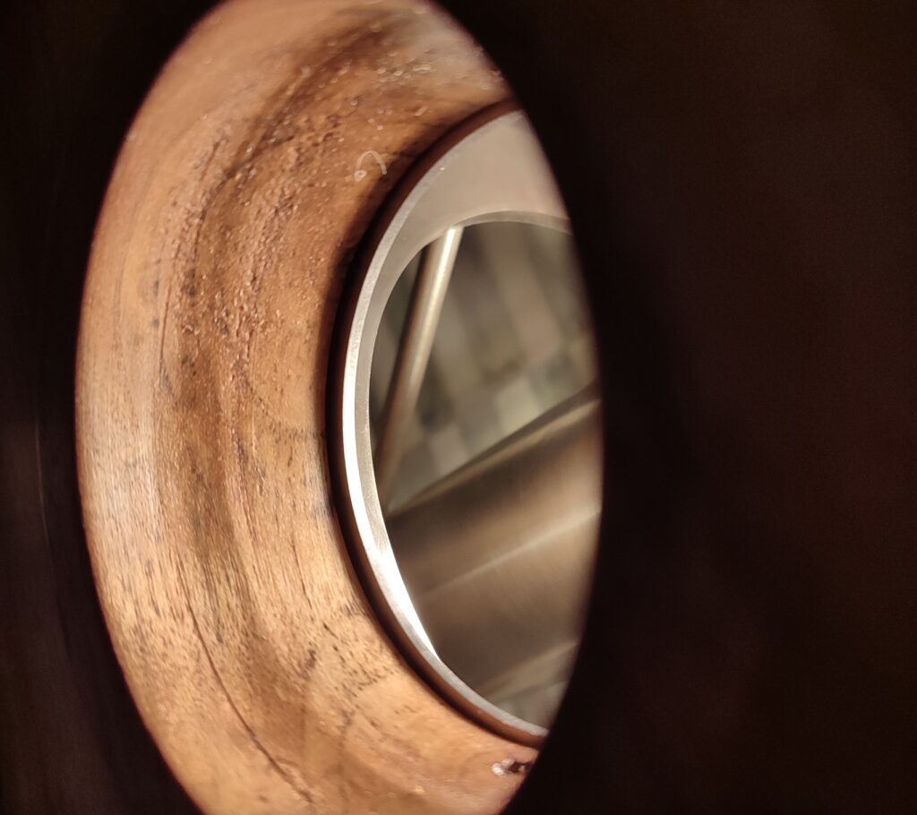 Millstone lamp view from inside center cutout