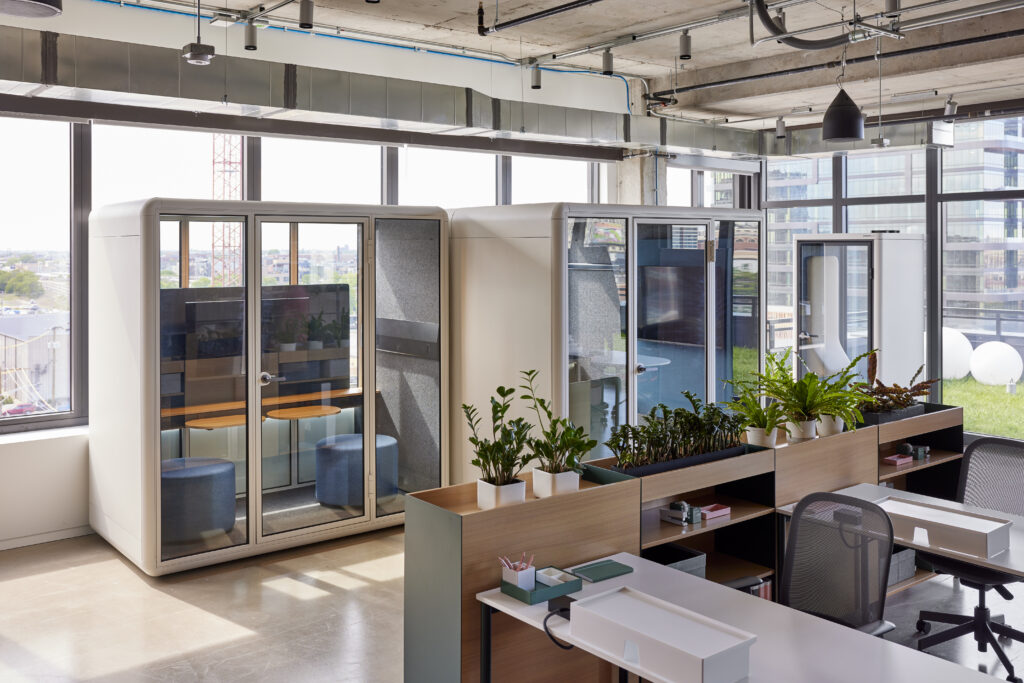 Kolo pod two two-person units side by side in open office 