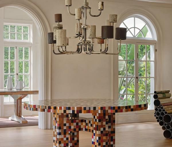 Waste Table with chandelier