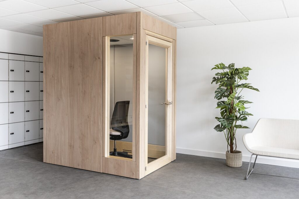 Veranda single-person pod with natural wood exterior