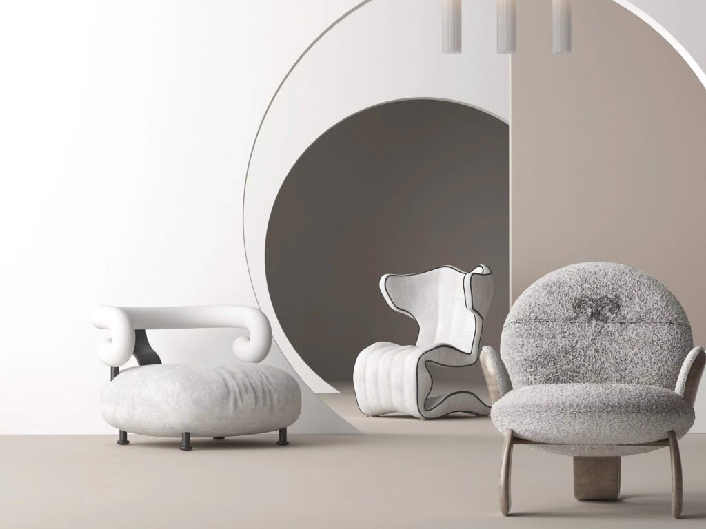 Three Zodiac chairs: Ram, Snake, Monkey